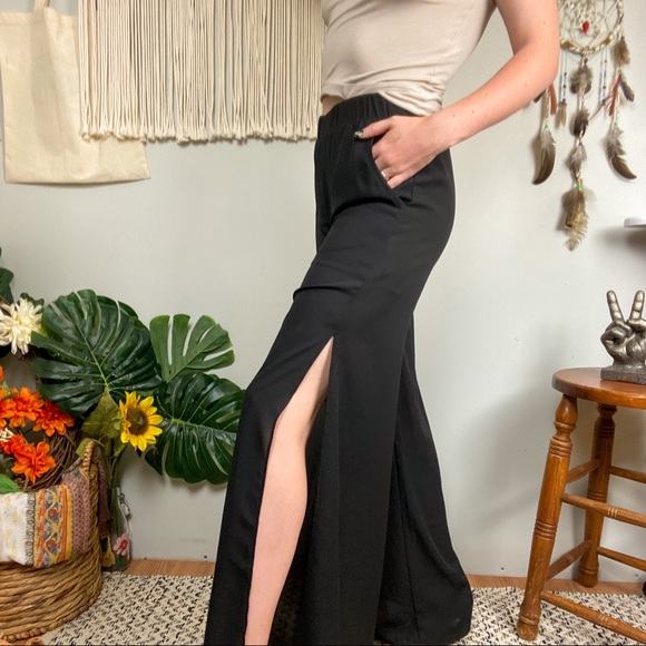 Three Eighty Two NWT Vanessa Side Slit Sheer Black Wide Leg Pants Size Small - Picture 7 of 13